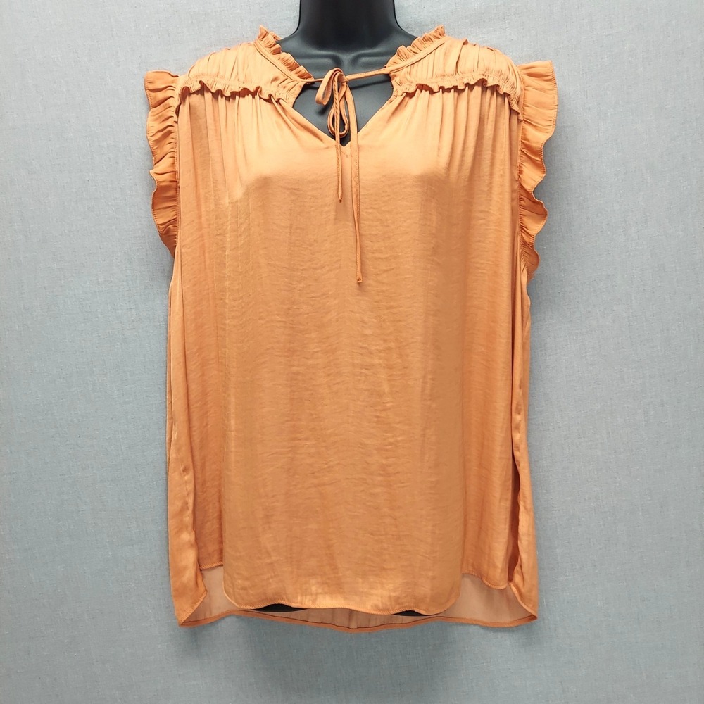 Joie Women 1X Boho Ruffle Blouse Tie Neck Flowy Airy Peasant Romantic Resort Top